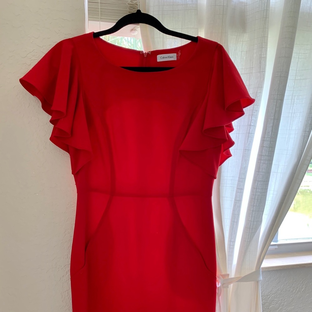 red calvin klein dress